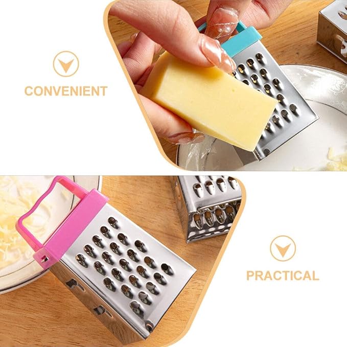 Abaodam 6Pcs Mini Cheese Grater Professional Box Grater Stainless Steel Box Grater Cheese Grater with 4 Sides for Kitchen Slicer Cheese Ginger Vegetable
