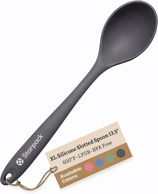 Starpack 'Winning Serve' XL Premium Silicone Serving Spoon (13.5") - Large Silicone Spoon for Cooking High Heat Resistant to 600°F - LFGB Grade Nonstick Mixing Spoons - Large Rubber Serving Spoons