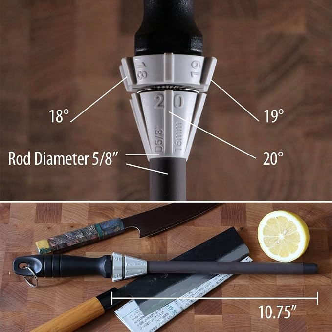 HXB Ceramic Thick Sharpening Rod and Angle Guides, 11-Inch Shatter Resistant, Black 2000 Grit