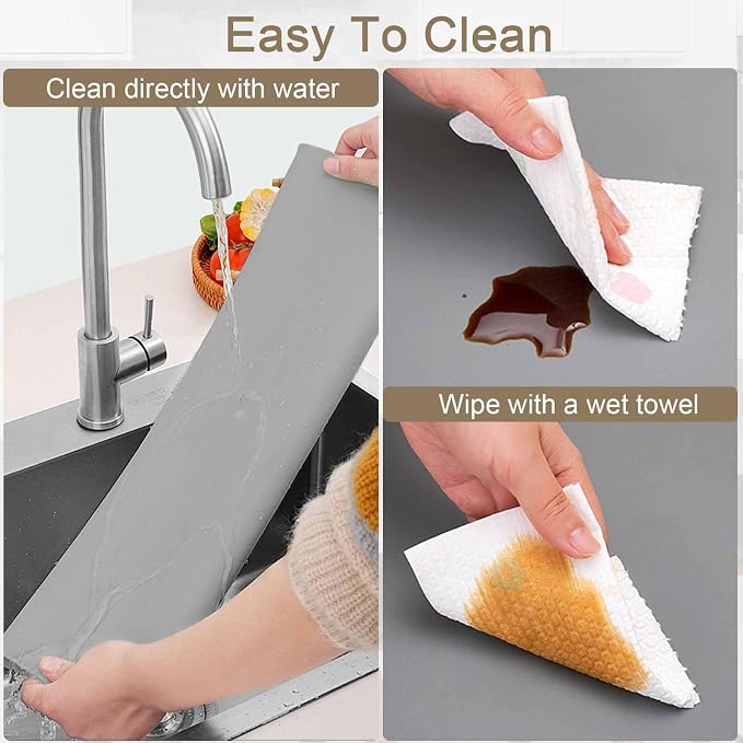 84''x24'' Large Silicone Mat for Kitchen Counter, Non-Slip Heat Resistant Countertop Protector, Waterproof Multipurpose Mat for Kitchen Island, Black
