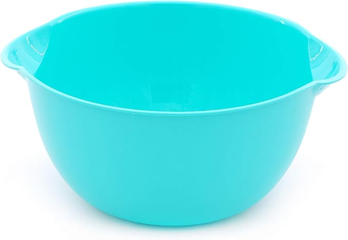 Mintra Home Mixing Bowl w/Colander (Large 4.5L, Teal) - For Washing & Draining Fruits And Vegetables - Heavy Duty Plastic for Baking, Cooking Supplies - Dishwasher Safe
