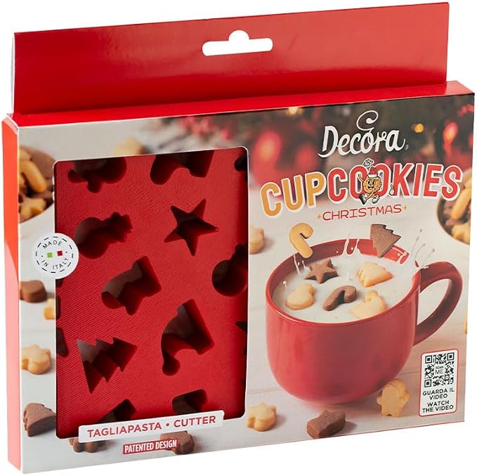 Decora, 0255235 Mini Milk CupCookies Cookie Cutter, Ideal for Making 22 Mini Christmas Cookies, to Sink into Milk to Make Christmas Breakfast Unique