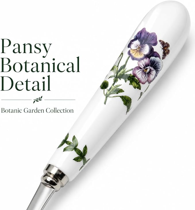 Portmeirion Botanic Garden Slotted Spoon | Slotted Spoon for Serving & Draining, Ideal for Pasta, Vegetables, & Serving, Porcelain & Stainless Steel Construction