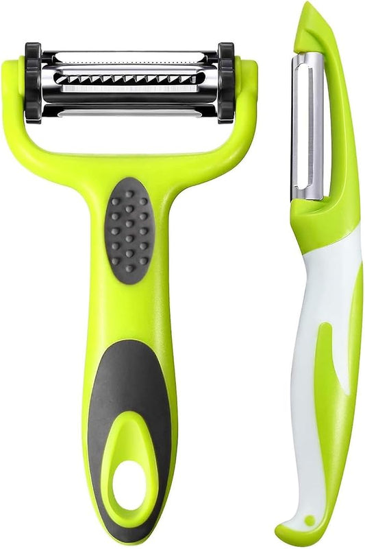 3 in 1 Julienne Peeler Fruit and Vegetable Peeler with Non-Slip Handle Ideal for Peeling Potatoes, Carrots and Various Fruits and Vegetables