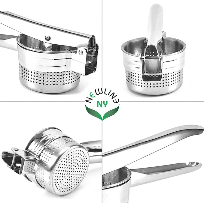 Stainless Steel Potato Presser Masher Ricer, Commercial Grade Tool to Press Mash Fruit or Food