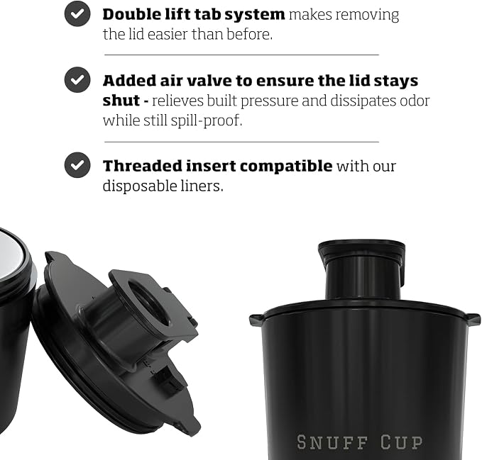 Snuff Cup Pro Spittoon with Discreet Storage fits Up to Three Oversized Cans, Portable Spit Cup with Built-in Can Opener (16 Ounce, Pro V3)