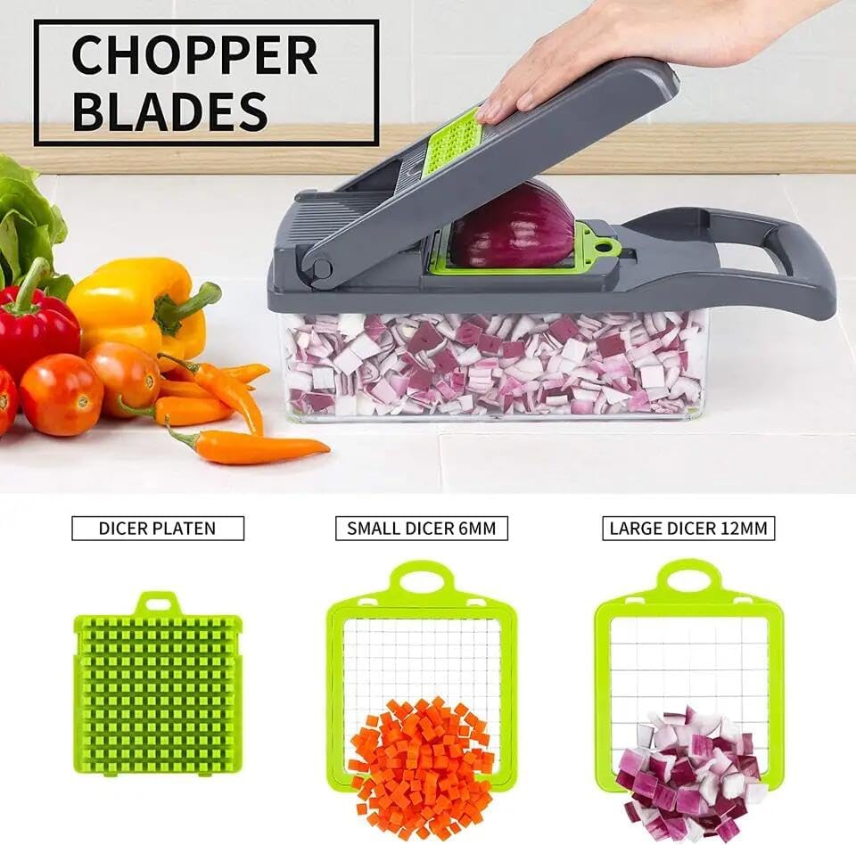 Premium Kitchen Multi 12 in 1 Manual Mandoline Fruit Vegetable Cutter Onion Dicer Veggie Slicer Vegetable Chopper
