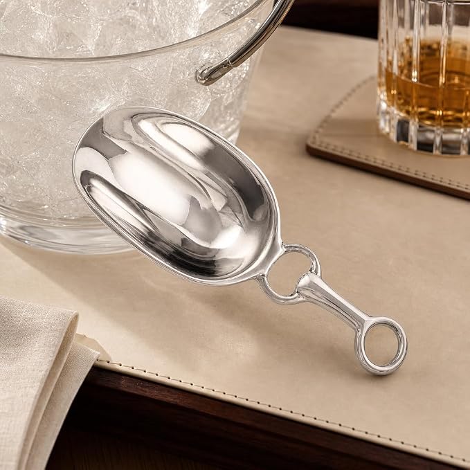 Arthur Court Equestrian Bit Handle Ice Scoop - Sand Casted and Hand Polished Aluminum - Perfect for Serving Ice and Dry Goods - 8 Inch Long