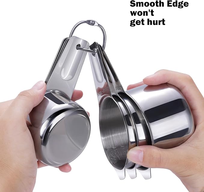 Measuring Cups, AMOHEE 7PCS Stainless Steel Measuring Cups with a Storage Bag for Cooking & Baking, Dishwasher Safe