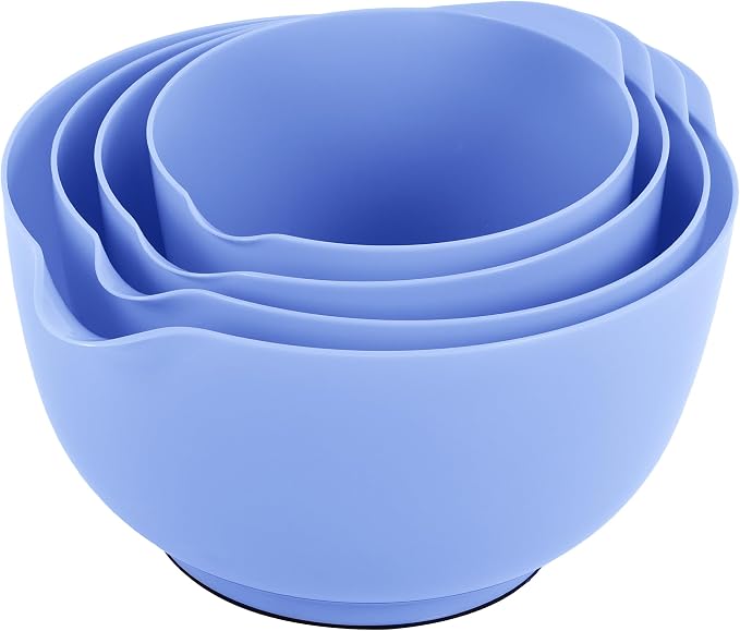 BoxedHome Mixing Bowls Set,BPA-Free Plastic,Anti-slip,4.5, 3.5,2.5.1.7Quart | Microwave and Dishwasher Safe,Nesting Bowls with Pour Spout for kitchen Baking,Salads,Meal Prep,RV,Camping