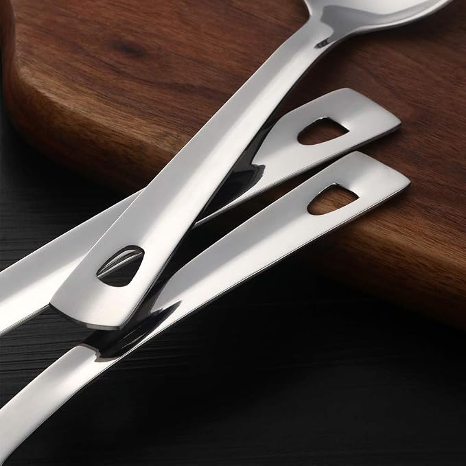 12 Pcs Cooking Utensil Set, Stainless Steel Silver Titanium Plated Cookware Sets with Public Fork/Spoon, Cake Shovels, Spatula, Ladles, Solid Spoon, Slotted Spoon, Pasta Server, Kitchen Tool Gadget