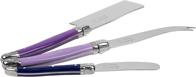 French Home Laguiole Set of 3 Cheese Knives - Plum Rose