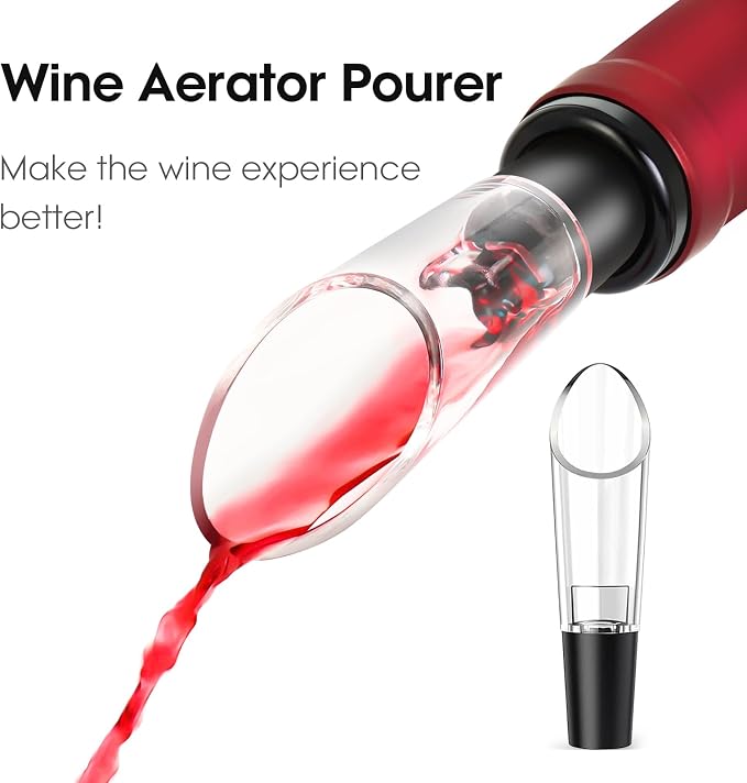 Beneno Multifunctional Wine Bottle Opener Gift Set - Wing Corkscrew, Foil Cutter, Vacuum Stopper & Aerator Pourer, Perfect for Wine Lovers Man Woman, Purple Set