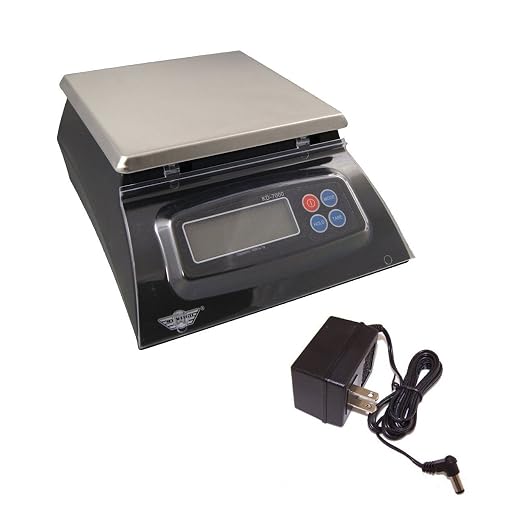 My Weigh KD-7000 7kg x 1g Kitchen and Office Scale (Black) | Removable stainless steel platform, protective LCD cover, AC adapter included