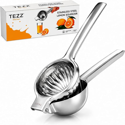 Ex-Large Lemon Squeezer, Stainless Steel Lime Citrus Juicer Hand Press | 3.43IN Extra Large Heavy Duty Handhelp Juice Squeezer For Lemon, Citrus, Orange, Perfect For Kitchen & Bar Tools