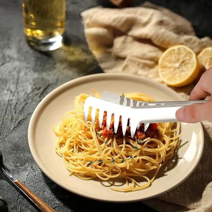 Stainless Steel 12" Teethed Spaghetti Tong Pasta Tong 13.6'' Pasta Fork Spoon Measurer Scale Tool