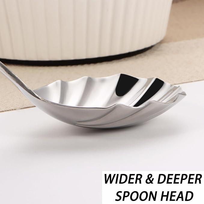 Large Serving Spoon,9" Serveware Spoons Set,Stainless Steel Catering Serving Utensils for Party Buffet Dinner Banquet Cooking Kitchen Basics,Dishwasher Safe(Silver)