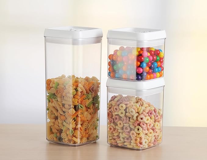 Felli Flip Tite Food Storage Container 4" Small Size Airtight Lid Lock Top, Stackable Kitchen Canister for Space Saving, Pantry Fridge Cupboard Organizer, Spice Seasoning Pet Treats Snack (0.5 qt)
