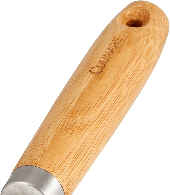 Culinare Naturals C70008 Masher | Sustainable Bamboo/Stainless Steel | (L)270mm x (W)105mm | Manual Hand Held Mashing Tool/Kitchen Utensil | Metal Masher/Includes Pan Scraper | Not Dishwasher Safe