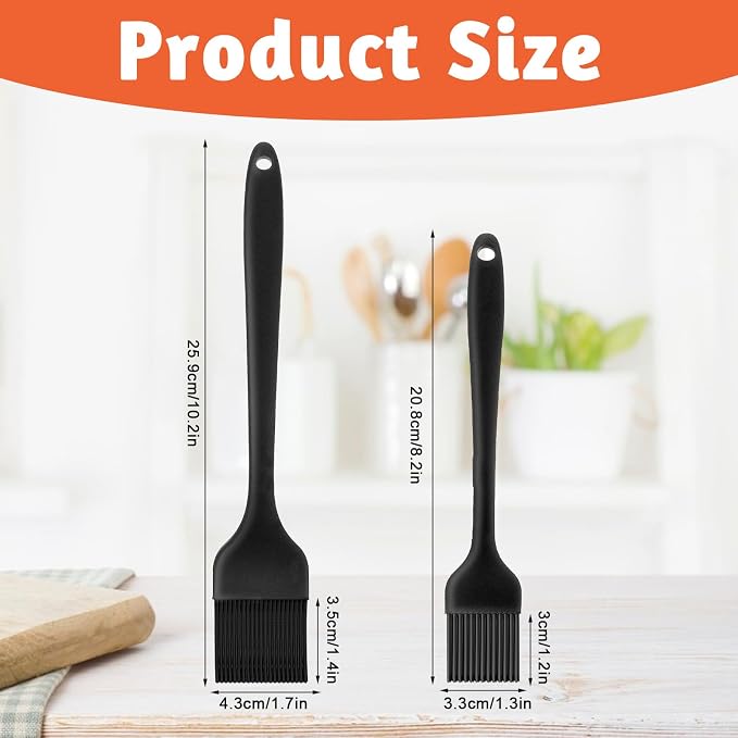 Silicone Basting Pastry Brush Set, 2 Pack Heat Resistant Cooking Food Brush for Oil Sauce BBQ Grill Barbeque Kitchen Baking Cooking Pastries Cakes Meat Desserts