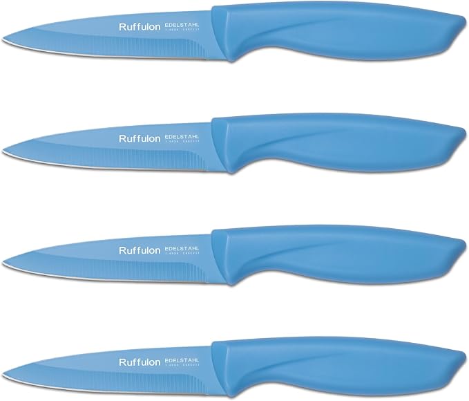 Paring Knife Set, 4PCS Stainless Steel Paring Knife Set, Ultra Sharp Fruit and Vegetable Knives, 3.5-Inch Kitchen Knives, Razor-Sharp Knife,Ergonomic Handle Design,Blue.