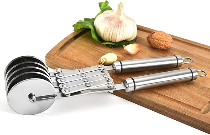 5 Wheel Pastry Cutter Expandable Adjustable Pizza Slicer Stainless Steel Dough Fudge Cutter Cookie Divider with Handle | Stainless Steel Dough Fudge Cutter Cookie Divider with Handle