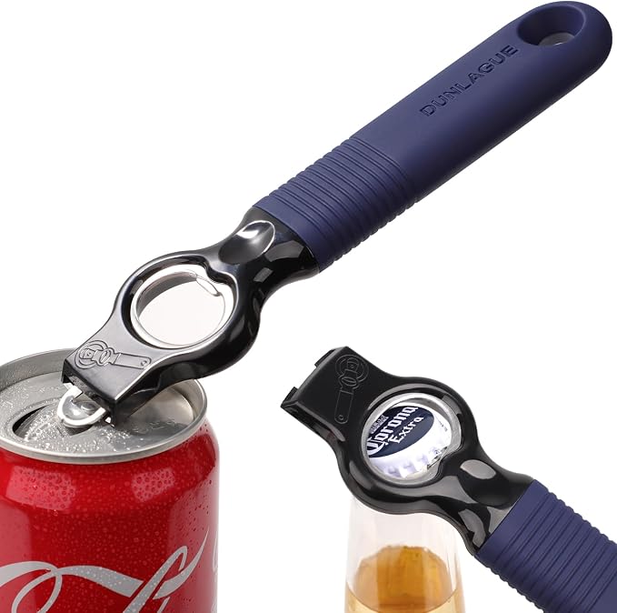 2-Pack Magnetic 2-in-1 Beer Bottle Cap & Soda Can Opener-Navy | Soft Silicone Handle with Built-in Magnet Sticks to Fridges / Easy Can Tab Opener for Bartenders, Seniors, and Long nails