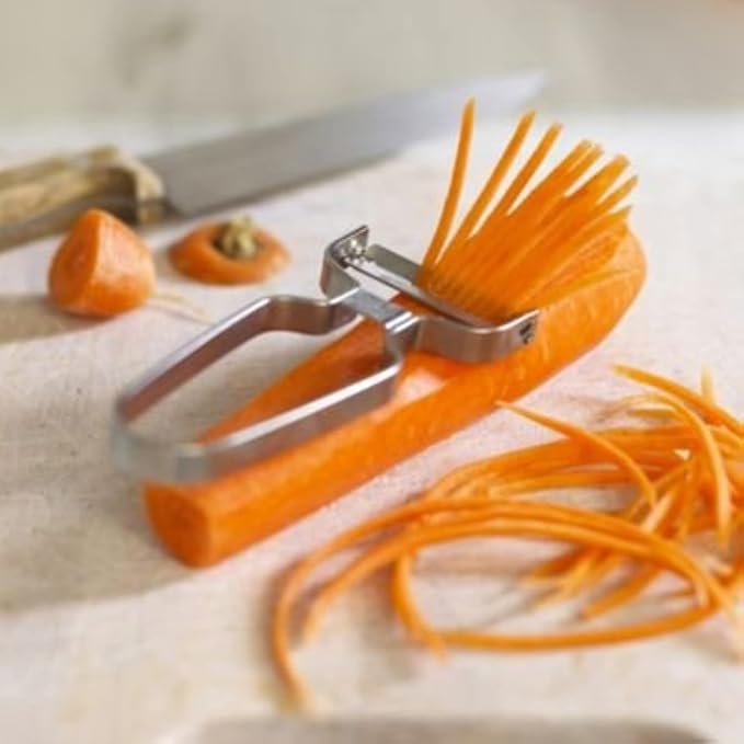 SharpPeel Stainless Steel Julienne Vegetable Peeler – Super-Sharp Blade Matchstick-Sized Veg Strips