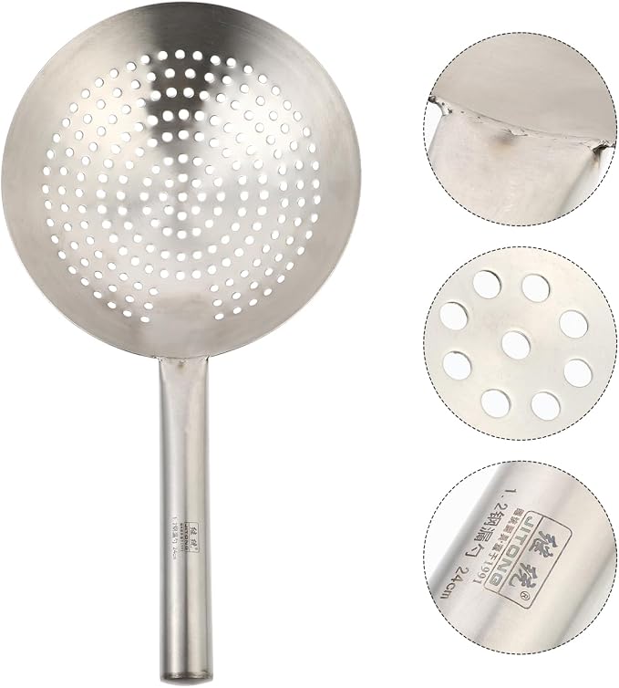 UPKOCH Stainless Steel Skimmer Spoon 16.92 Inch Fine Mesh Cooking Strainer with Handle for Frying Hot Pot Vegetables Meat Wonton Kitchen Gadget