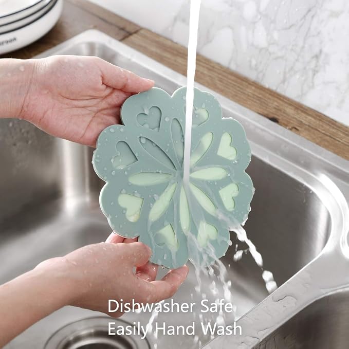 Set of 4 Silicone Trivet Mat - Table & Countertop Hot Pads - Non-Slip & Heat Resistant Modern Kitchen Pads for Pots & Pans, White