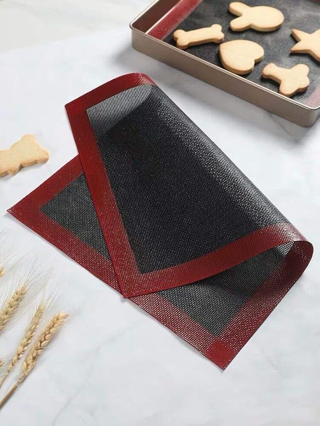 Silicone hollow Baking Mat Sheet, Set of 2. NonStick Oven Liner Perforated Mesh Pad, baked biscuits non-stick high temperature mat, breathable fiberglass baking mat, double-sided available.