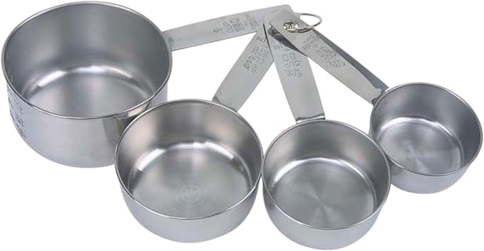 Dexam 17840994 Faringdon Set of 4 Stainless Steel Measuring Cups, 60, 80, 125, 250ml, Silver