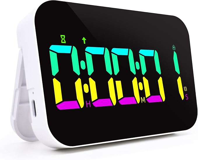 TXL Digital Timer for Classroom, Pomodoro & Kitchen, Rechargeable Magnetic Countdown Timer with Large LED Display, Loud Alarm, 3 Volume Levels, Vibration Mode & 3 Brightness Settings
