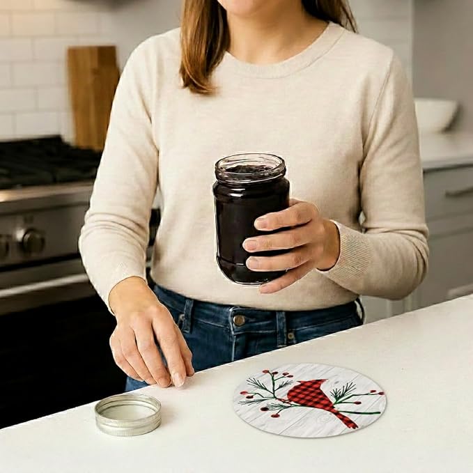 Andreas Silicone Jar Opener, GG Plaid Cardinal – 6.25" Non-Slip Lid Gripper & Garlic Peeler, Dishwasher Safe, Multi-Use, Durable Silicone & Fabric, Made in the USA, JO-GGCD