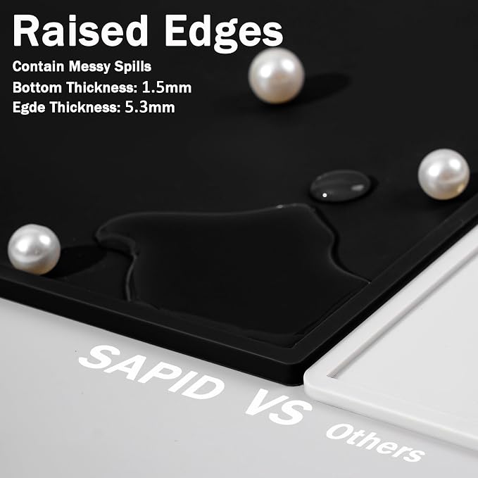 SAPID 32"x24" Extra Large Silicone Mat With Raised Edge, Rolled-Up Silicone Mats For Kitchen Counter Heat Resistant Silicone Mat With Lip, Thick Countertop Protector Mat,Silicone Mats For Crafts,Black