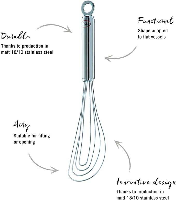 Rösle Stainless Steel Flat Whisk, 8 Wire, 8.7-inch