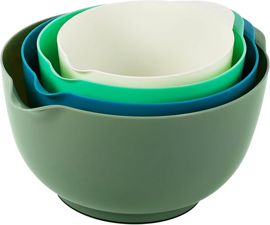 BoxedHome Classic Mixing Bowl Set, Microwave Safe, 3.5 quarts (Army Green) | BPA-Free Plastic,Dishwasher Safe,4-Piece (1.7, 2.5,3.5 & 4.5 Qt),Nesting Bowls for kitchen Baking,Salads,Meal Prep,RV,Camping