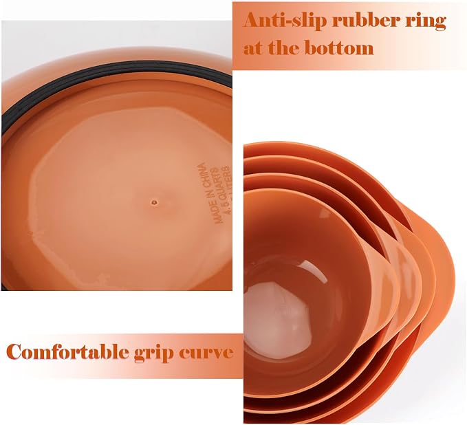 BoxedHome 4.5qt Mixing Bowls Set of 4 | BPA-Free Plastic, Microwave Safe