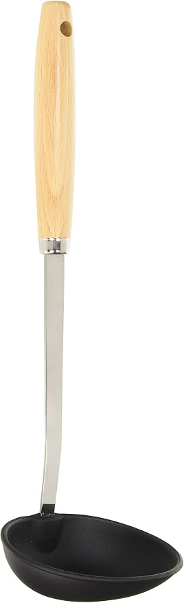 Endoshoji BOL7201 Professional Olive Nylon Ladle, Stainless Steel, Natural Wood, Made in Japan