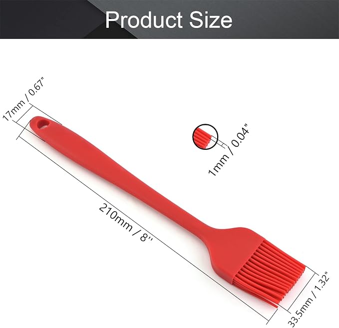 Utoolmart 1pcs Silicone Brush Pastry Oil Basting Heat Resistant Cooking Essential Cookware for Kitchen Barbecue Pastries Cakes Desserts Prepare Red