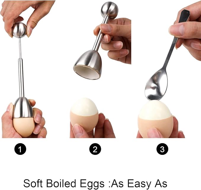 9pcs Steel Egg Cracker Topper Set,Hard Boiled Eggs Separator Holder