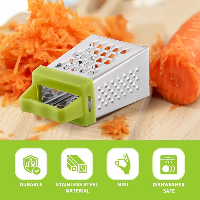 Ciieeo 12 Pcs Mini Cheese Grater Box Set Stainless Steel Graters for Kitchen with Handle Handheld Vegetable Grater for Cheese Fruits and Vegetables Compact 2.63 X 1.45 X 4.25 in
