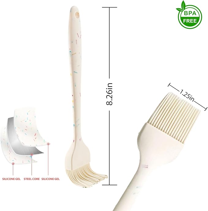 Silicone Basting Brushes,Heat-Resistant Candy Colors Pastry Brush, Strong Steel Core and One-Piece Design, Perfect for BBQ, Grilling, Baking, and Kitchen Cooking, BPA-Free (2)