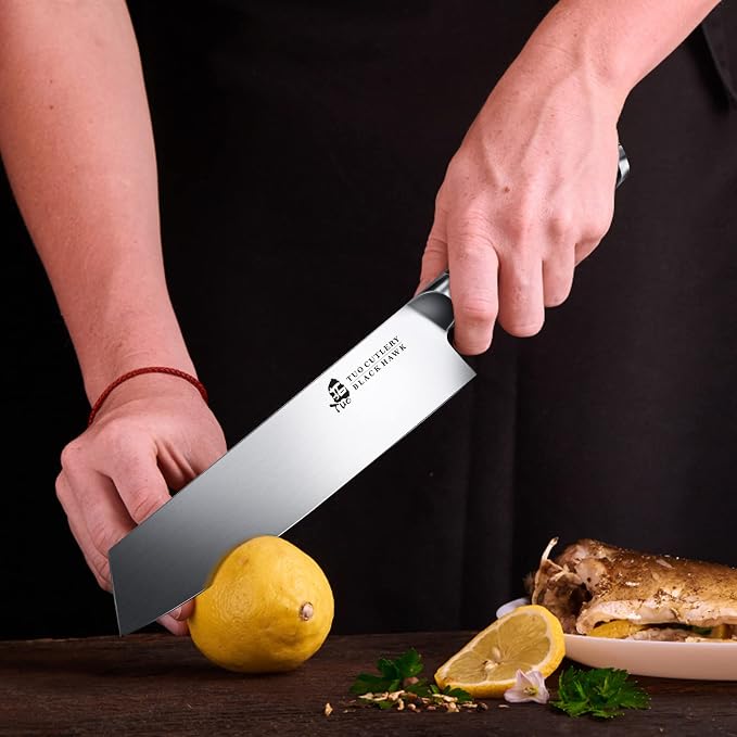 TUO Kiritsuke Knife - 8.5 inch Kiritsuke Chef Knife - Japanese Vegetable Meat Knife - German HC Steel - Full Tang Pakkawood Handle - BLACK HAWK SERIES with Gift Box