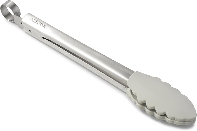 Zeal Silicone Non-Stick Kitchen Tongs with Stainless Steel Handle (26cm) -French Grey, 26 cm
