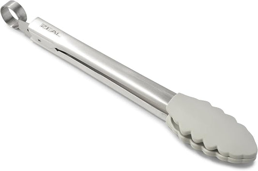Zeal Silicone Non-Stick Kitchen Tongs with Stainless Steel Handle (26cm) -French Grey, 26 cm