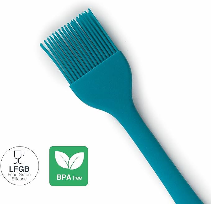 Lacor - 64452 Set of 3 Ocean Kitchen Utensils, Kitchen Spoon, Spatula and Kitchen Brush, Silicone, Metal Core, Non-Stick, Dishwasher Safe, Length 27.5 cm