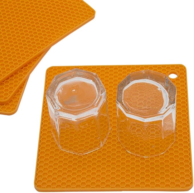 Silicone Trivets for Hot Dishes, Pots and Pans, Hot Pads for Kitchen, Black Silicone Pot Holders Mats for Kitchen Counter, Non Slip Heat Resistant Mat, Flexible Trivet Mat Set 4