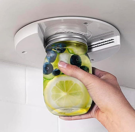 EZ Off Jar Opener for Seniors - Under Cabinet Jar Openers for Weak Hands, Easy Grip, Arthritis jar opener, One Handed Gadgets & Bottle Opener - Essential Kitchen Gadgets - 2 Bundle Pack
