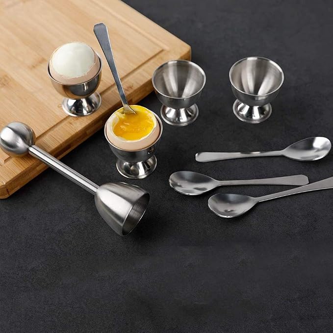 9pcs Steel Egg Cracker Topper Set,Hard Boiled Eggs Separator Holder